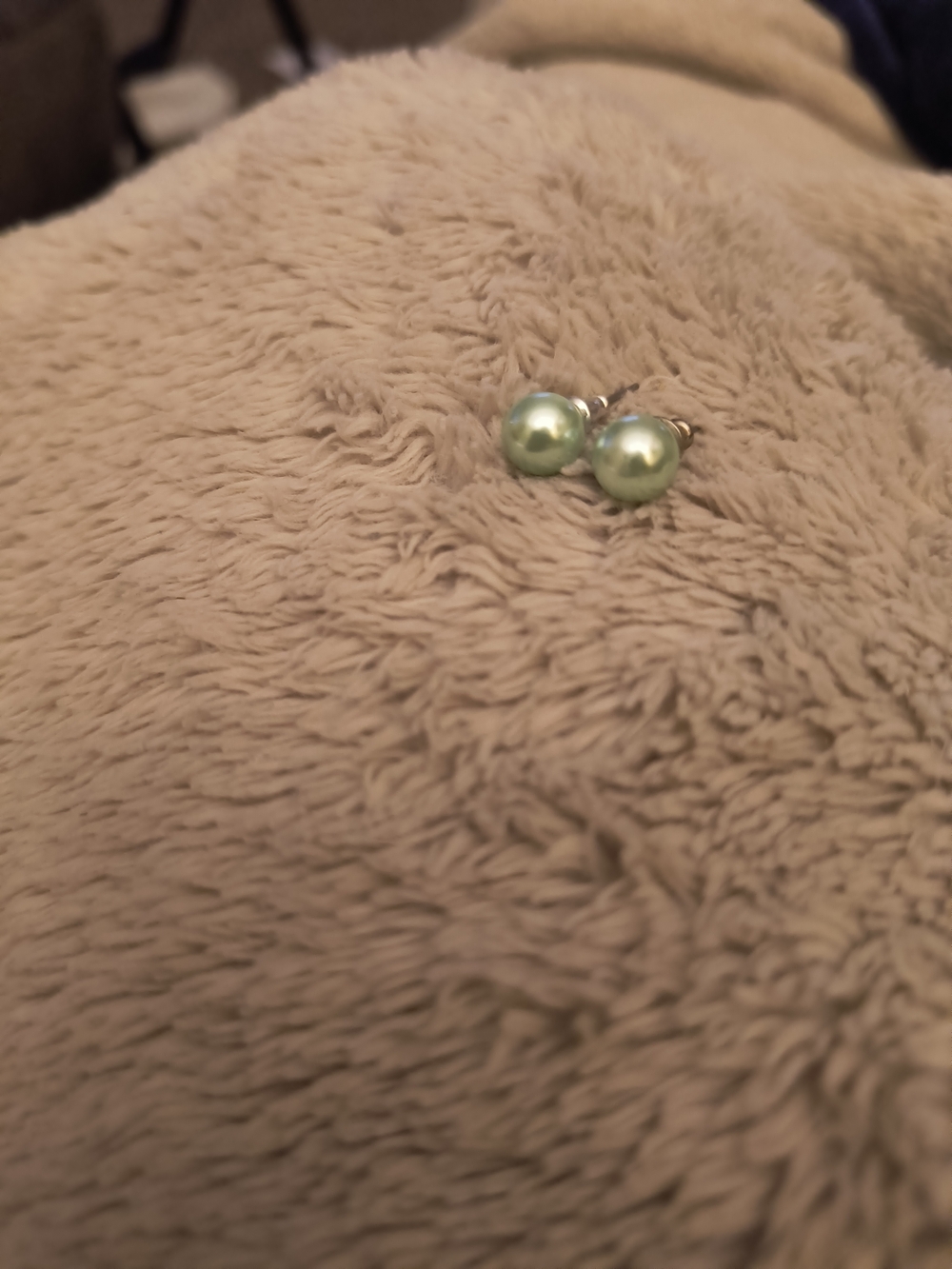 Mint Green Pearl Stud Earrings